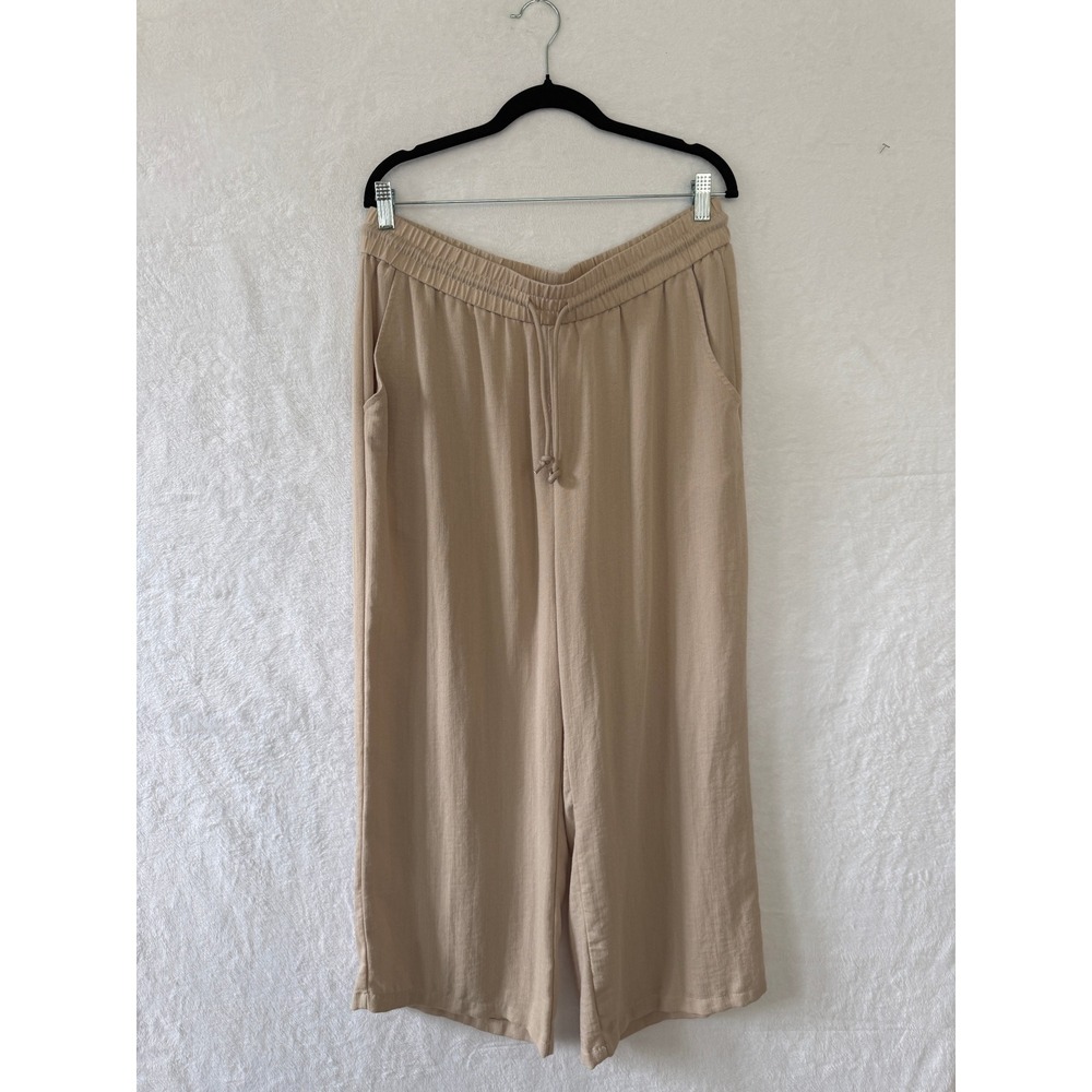 Halara High Waisted Drawstring Wide Leg Baggy Casual Linen-Feel Pants Size XL